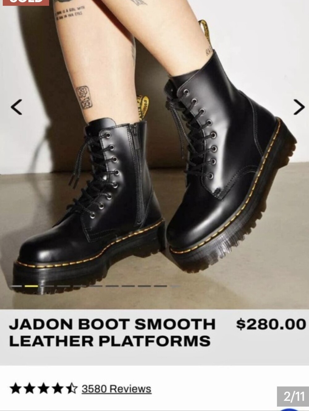 Dr. Martens' classic smooth leather Black Jadon Platform Boots Mens Sz 6 W 7